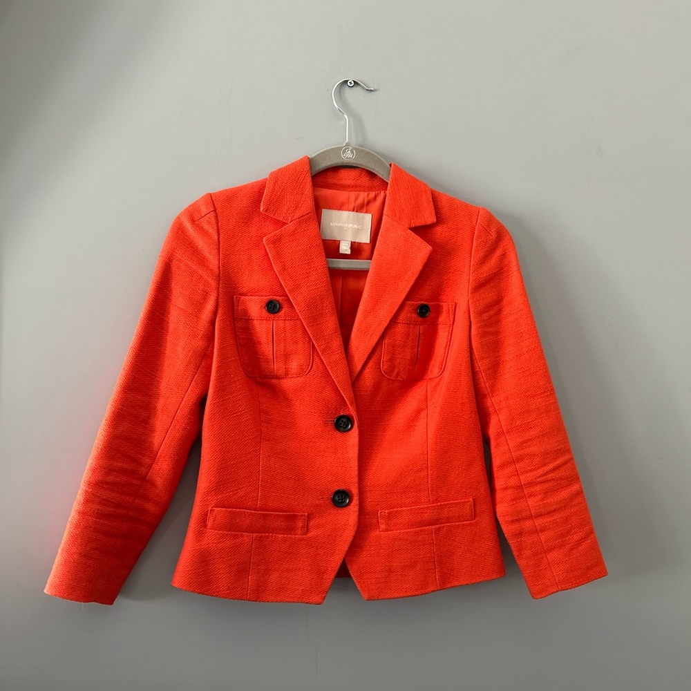 Banana Republic Orange Blazer with Notched Lapels